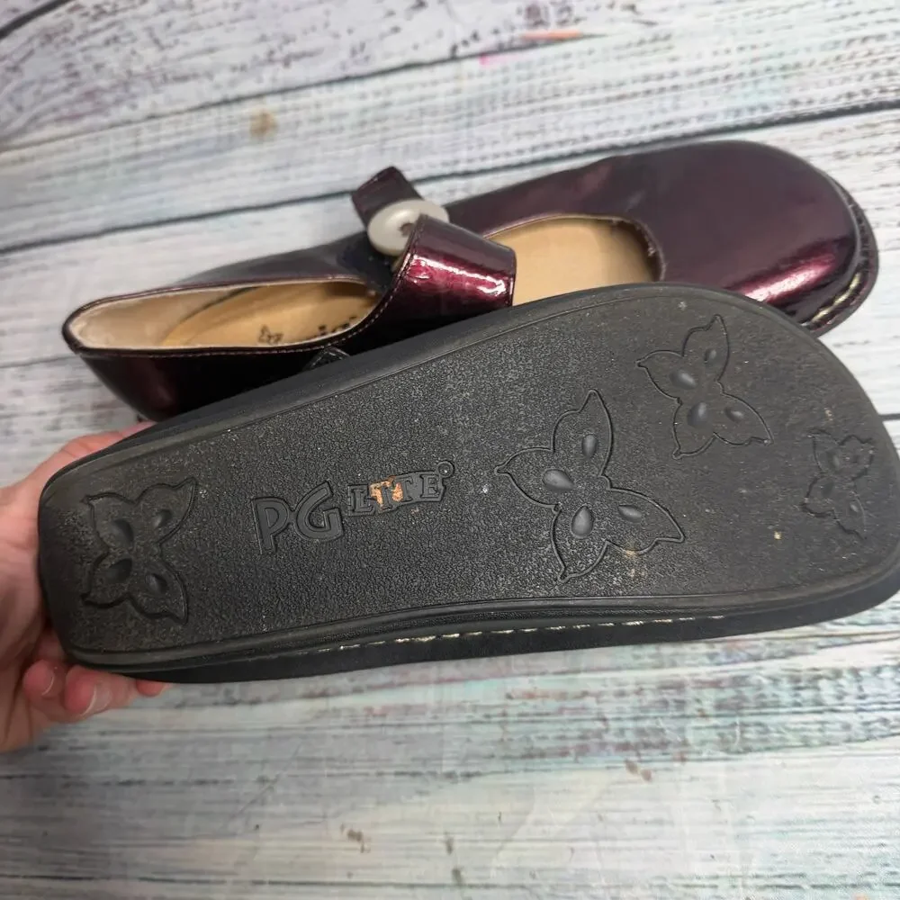 Alegria Paloma PAL-112 Burgundy Patent Mary Jane Clogs EU 38